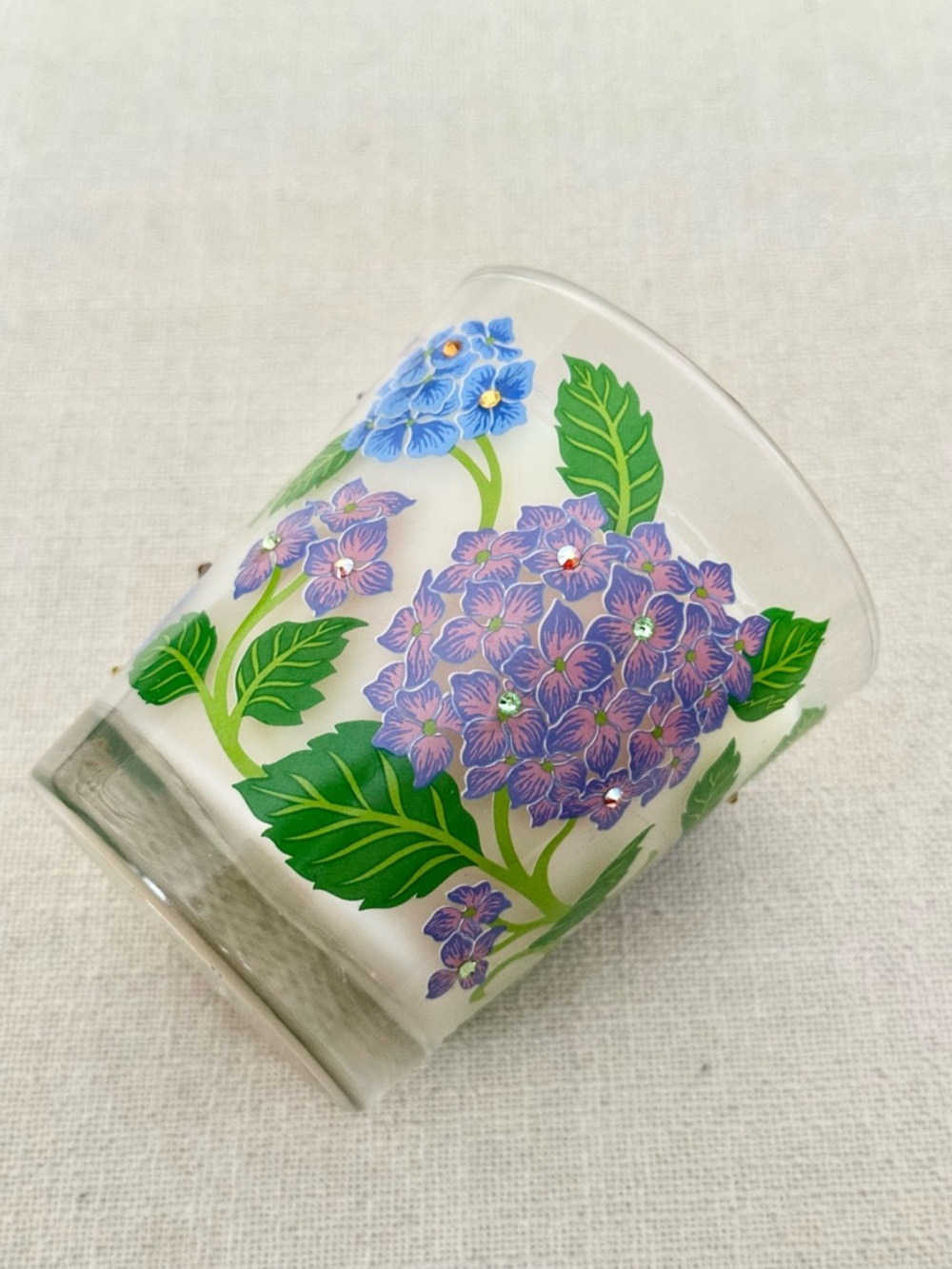 Jay Strongwater Hand-painted Hydrangea Votive Scented Candle New - Picture 3 of 7